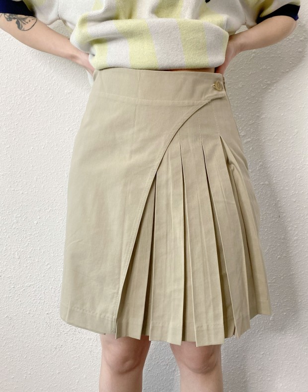 Beige Pleated Skirt #250318